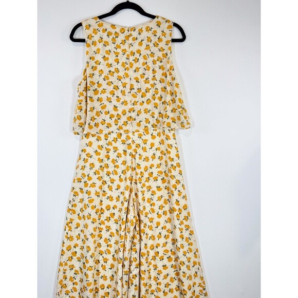 MVN The Label Women Jumpsuit Yellow Riley Floral Sleeveless Wide Leg Boho Medium - Picture 10 of 13